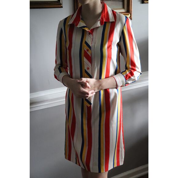 Vintage Multi-Striped Shirt Dress - Picture 4 of 9